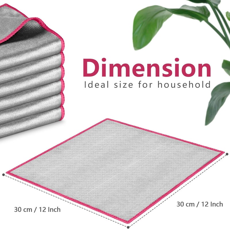 Airlab Glass Polishing Cloth Streak Free Miracle Microfiber Cleaning Cloth Lint Free Cleaning Rags for Glasses Kitchen Dish Mirrors Easy Clean, Pack of 6, 12" x 12", Sliver-Pink - Image 5